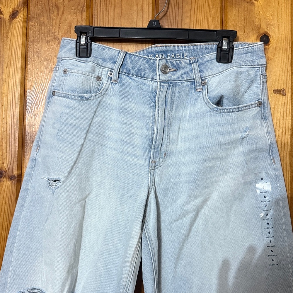 American Eagle jeans NWT STRIGD super high rise baggy wide leg ankle jeans 6 - Picture 4 of 10